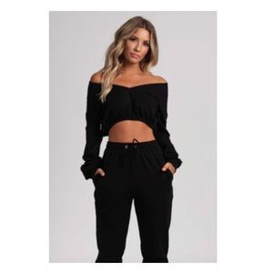 NWT Meshki Cropped Black Jumper